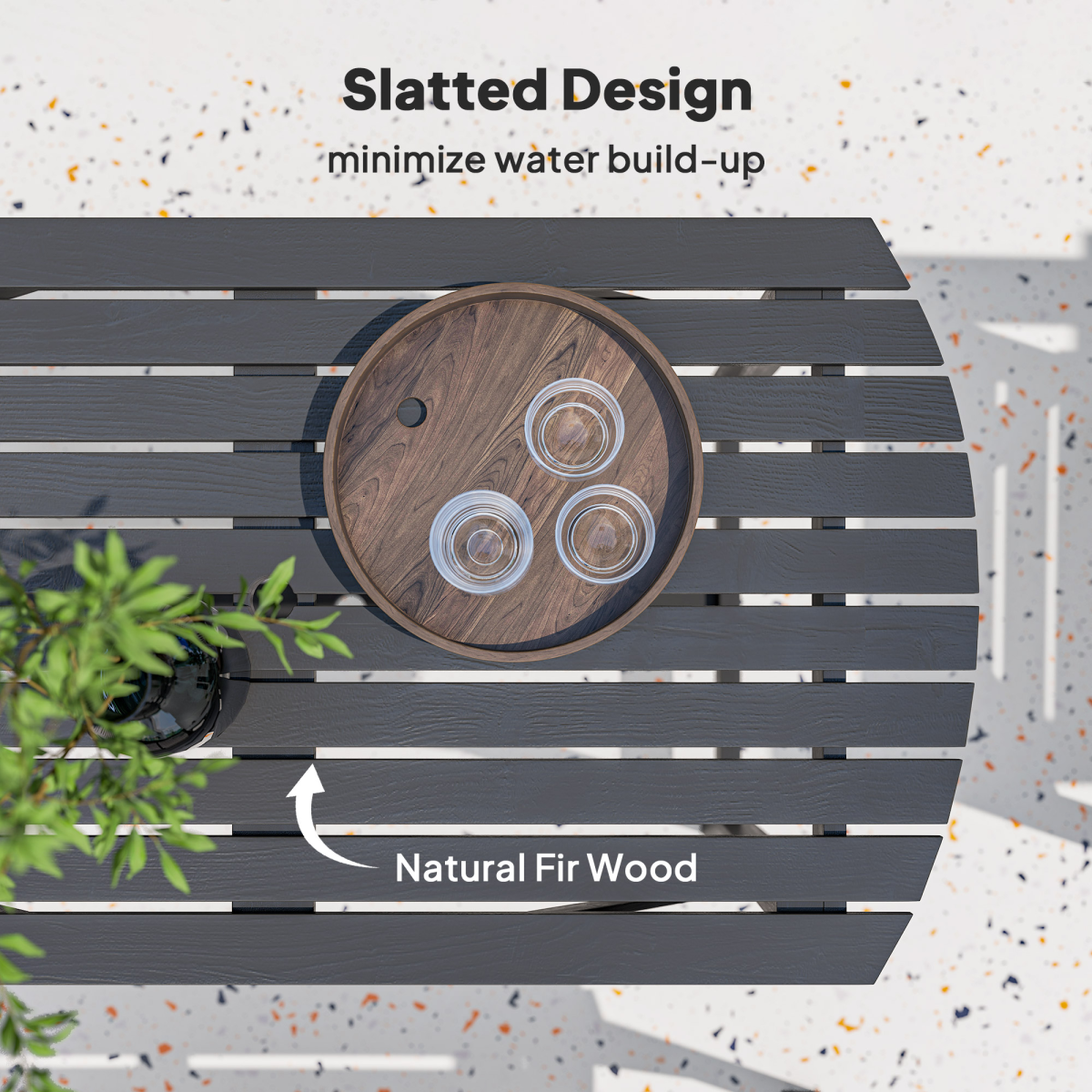 Outsunny 5-Piece Fir Wood Patio Dining Set with 60mm Umbrella Hole – Table, Chairs & Loveseats, Grey