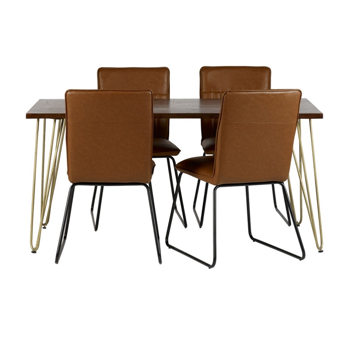 Solid Wood Dining Table with Dark Gold Metal Inlay – Modern Dining Room Centrepiece