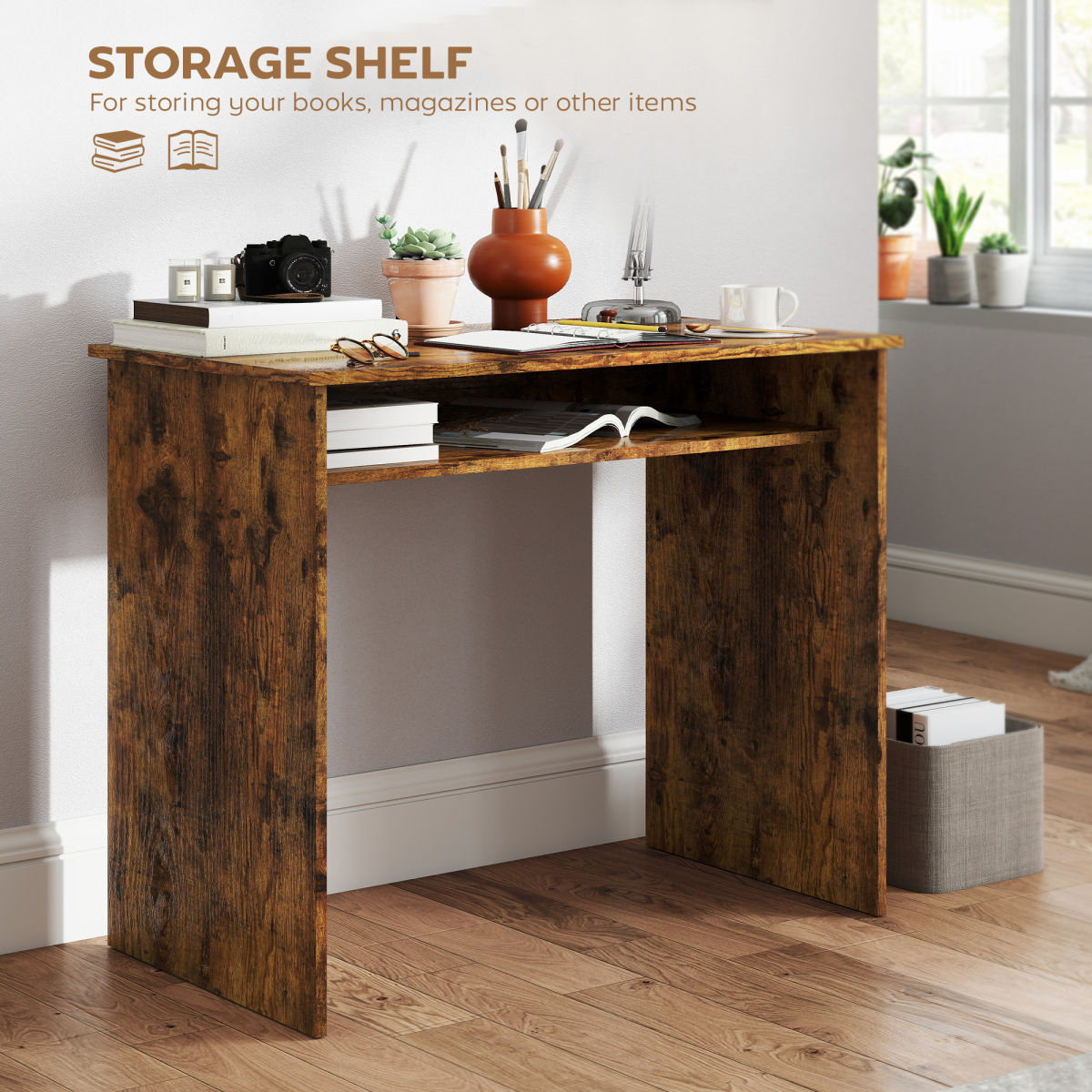 Minimalist Home Office Writing Desk with Spacious Top – Compact Study Desk for Bedrooms & Small Spaces