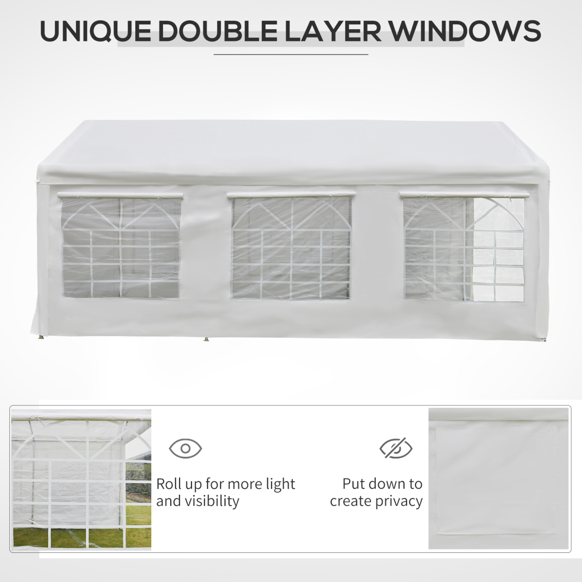 Outsunny 20 x 10 Car Tent with Water-Resistant Sidewalls & Zipped Doors – Outdoor Canopy Shelter, White