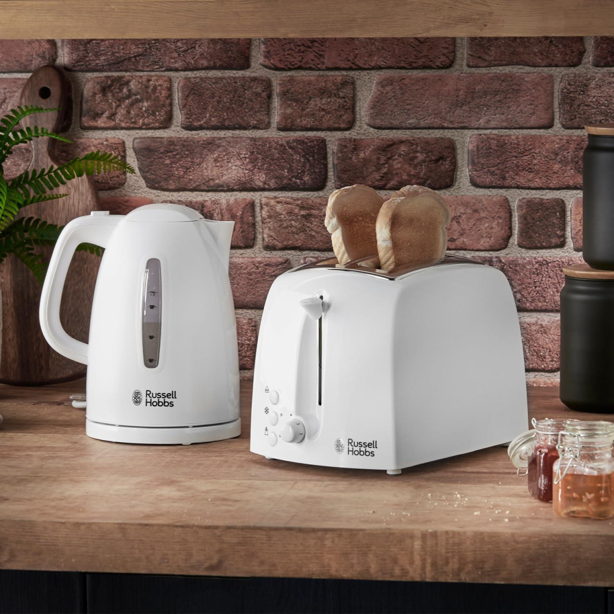 Russell Hobbs Texture 2 Slice Toaster with Wide Slots, Variable Browning & Frozen Function – White