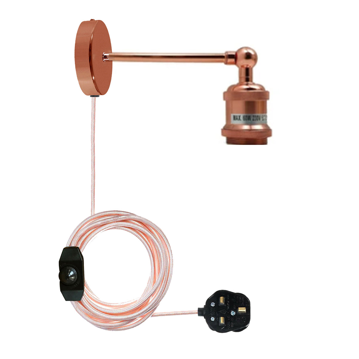 Plug-In Vintage Wall Sconce – Rose Gold