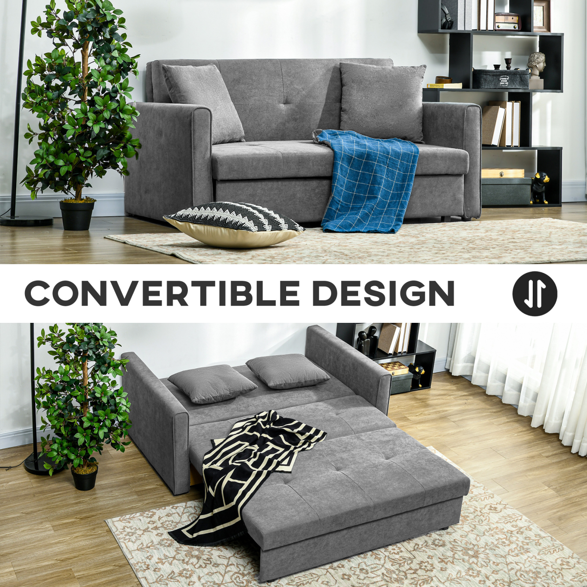 HOMCOM 2 Seater Sofa Bed cushion detail