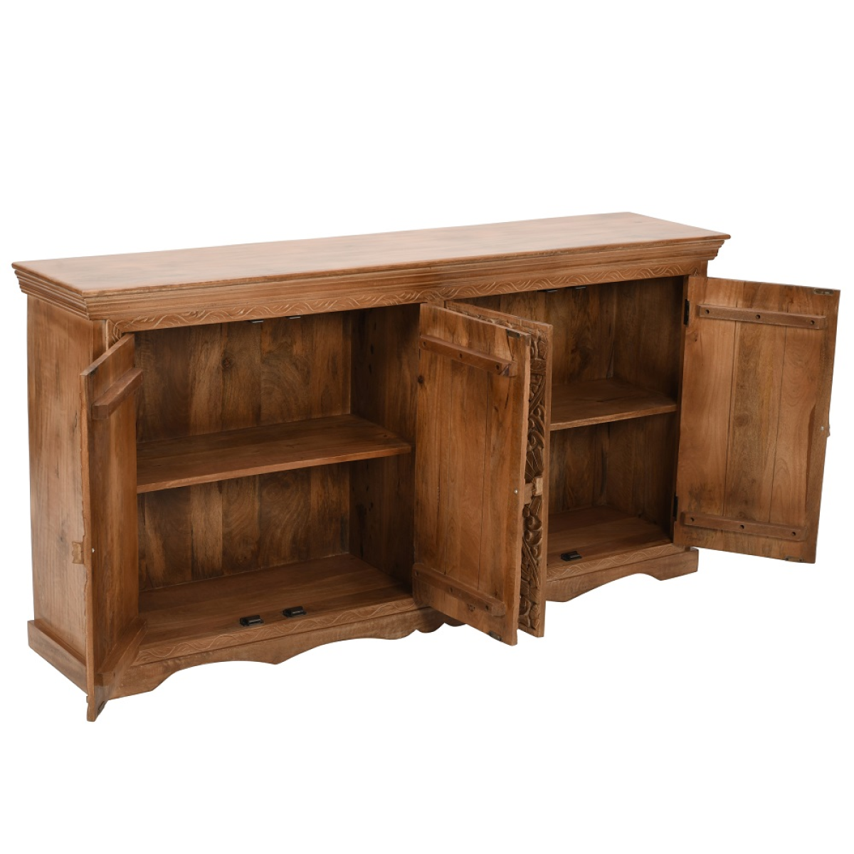 Artwork Carved Solid Mango Wood XL Sideboard – Handcrafted Statement Storage with Detailed Carving