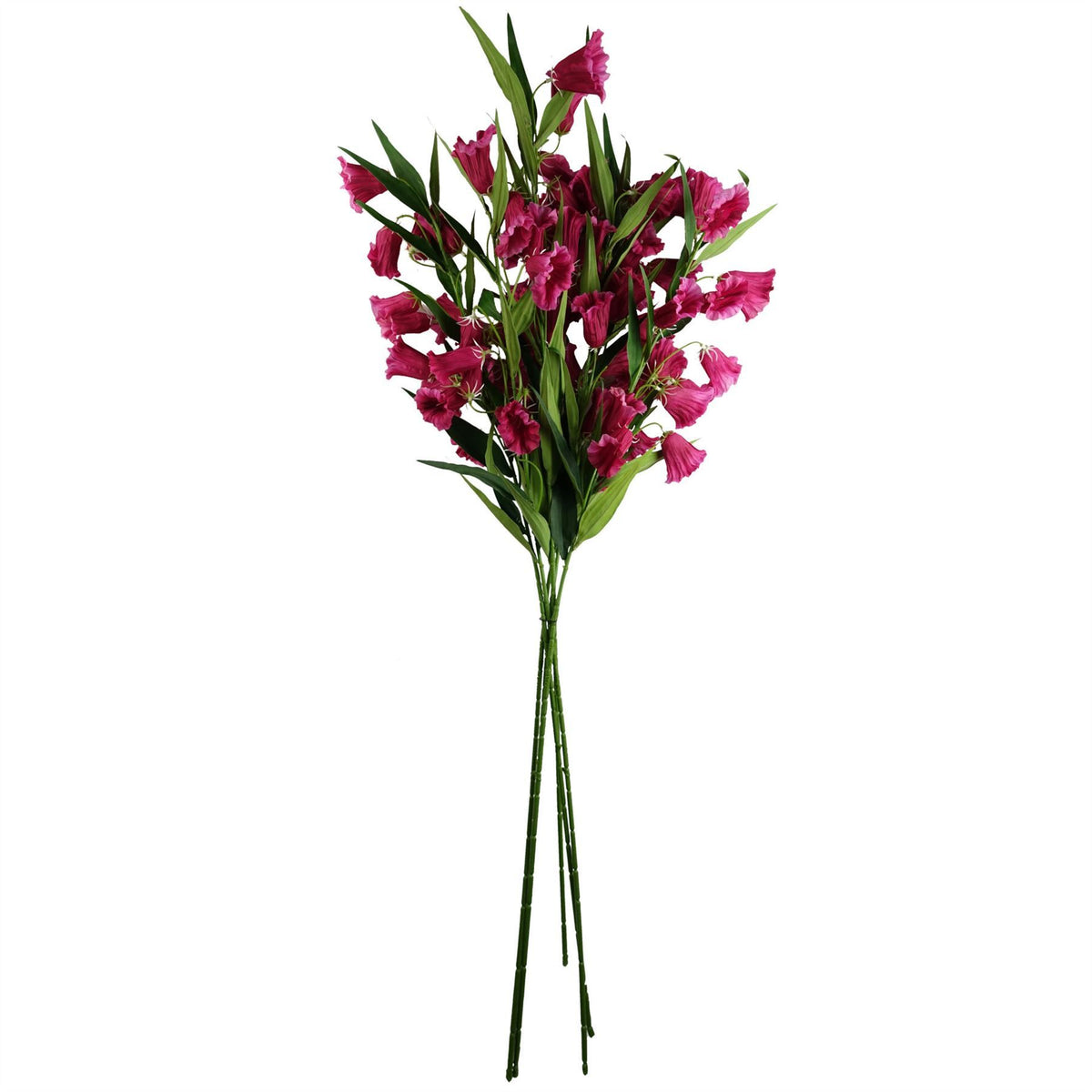 Leaf Trumpet Artificial Flower Stem, 100cm with Silk Flowers and Wired Shapable Stem, Fuchsia Pink