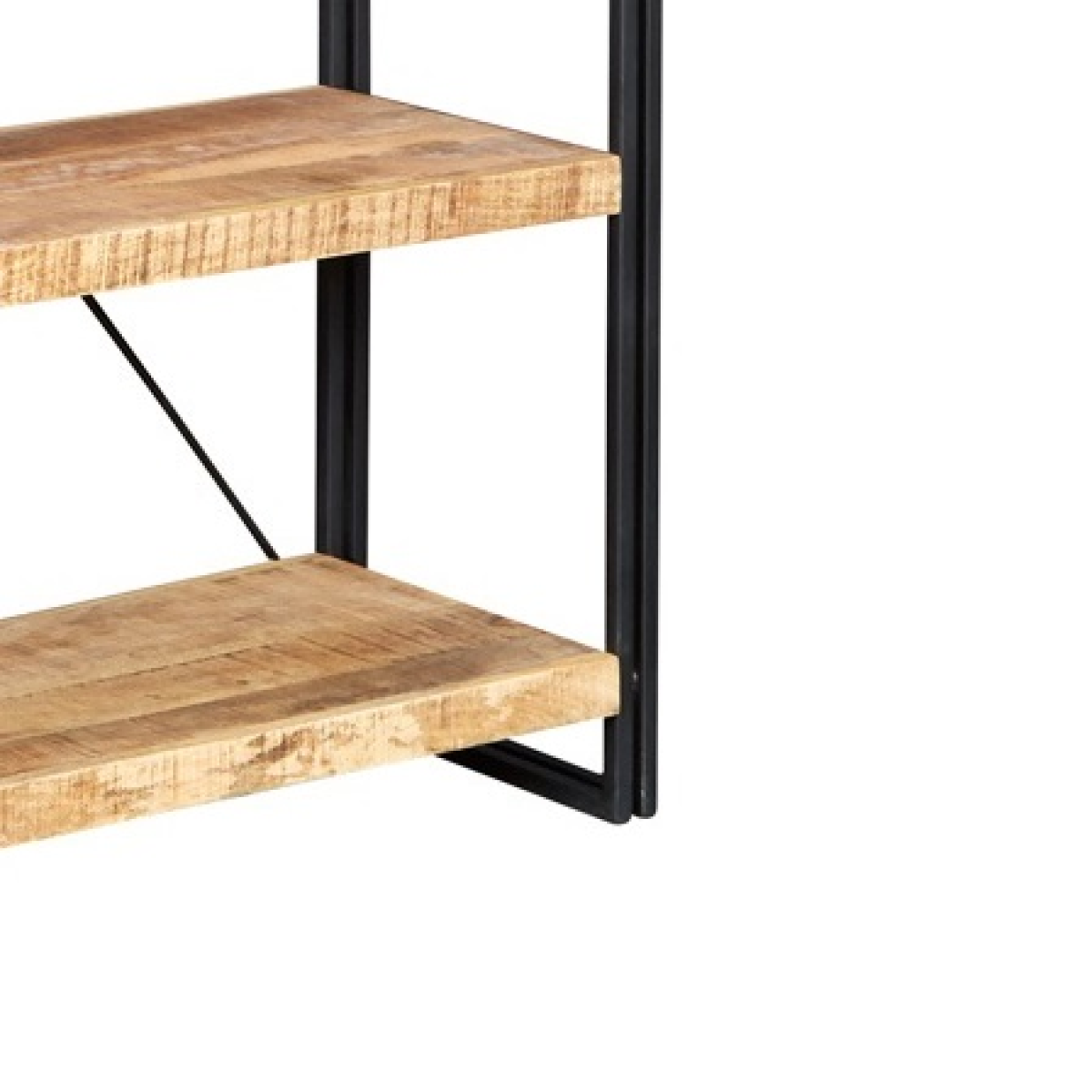 Cosmo Industrial Large Open Bookcase in Solid Mango Wood & Reclaimed Metal – Hand-Crafted Eco-Friendly Shelving