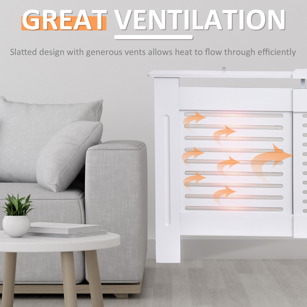 HOMCOM Extendable Radiator Cover with Slatted Design and Top Shelf – MDF Heater Cabinet, White