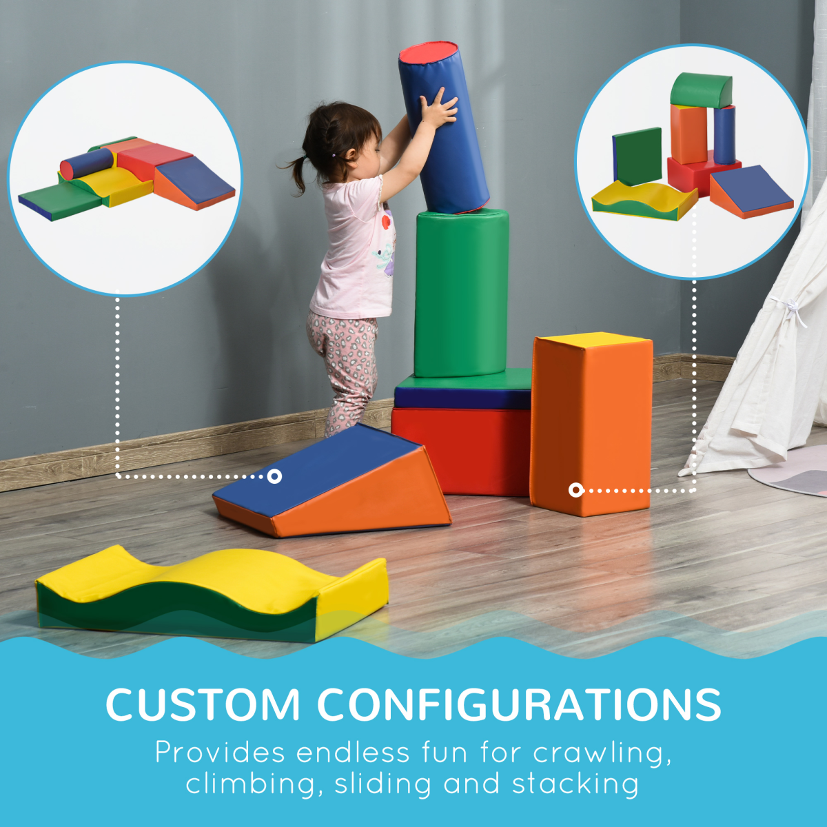 Kids Soft Play Set with 7 Foam Blocks – Climb, Crawl & Slide Toddler Activity Toys, 1–3 Years