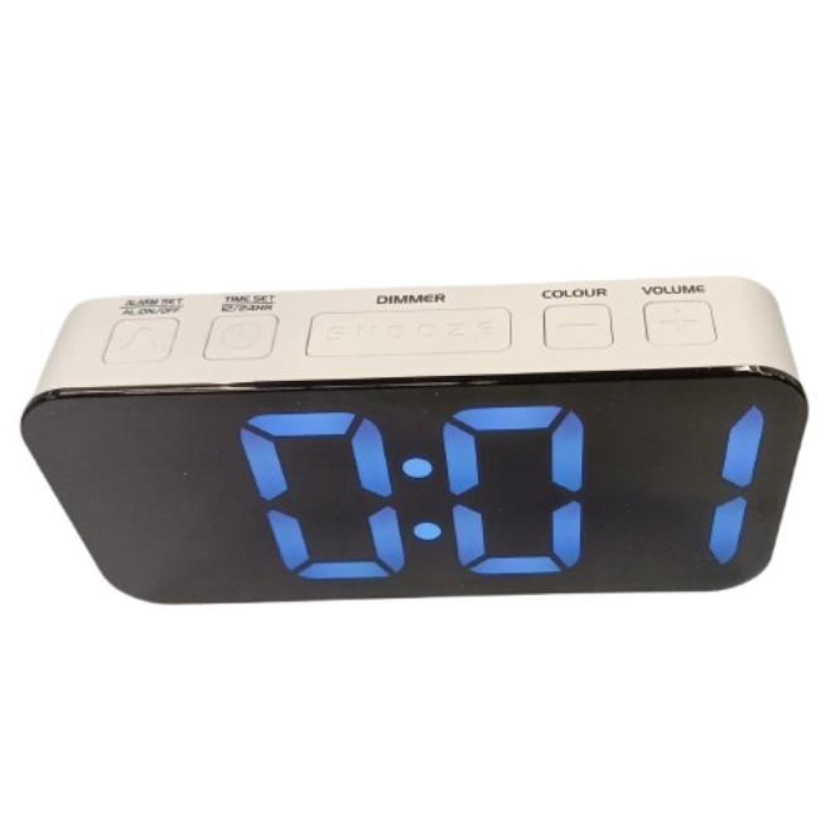 Acctim Jaxon Jumbo Digital Alarm Clock with Large Colourful Display & USB-C Cable – White