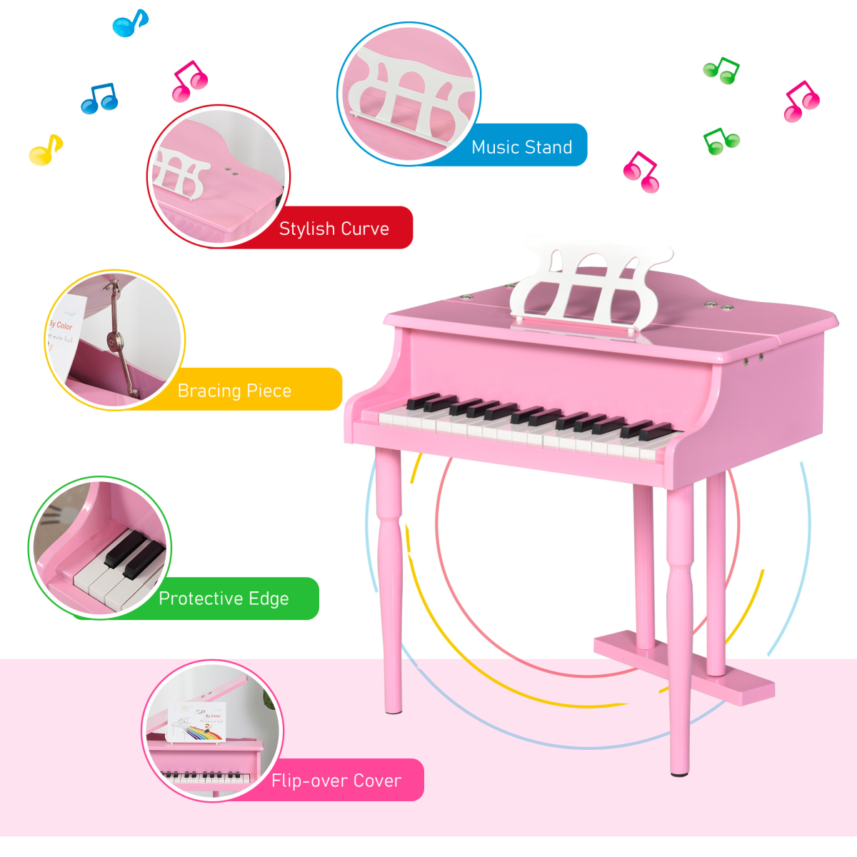 HOMCOM 30-Key Kids Mini Piano with Music Stand & Stool – Toy Keyboard Gift for Ages 3–7