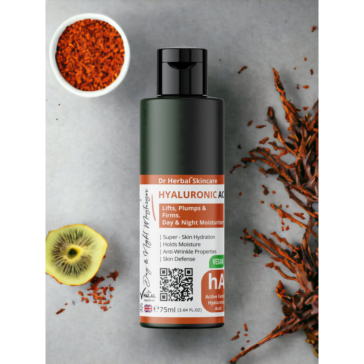 DR HERBAL Day and Night Moisturiser 75ml with Hyaluronic Acid and Coconut – Hydrating Face Cream