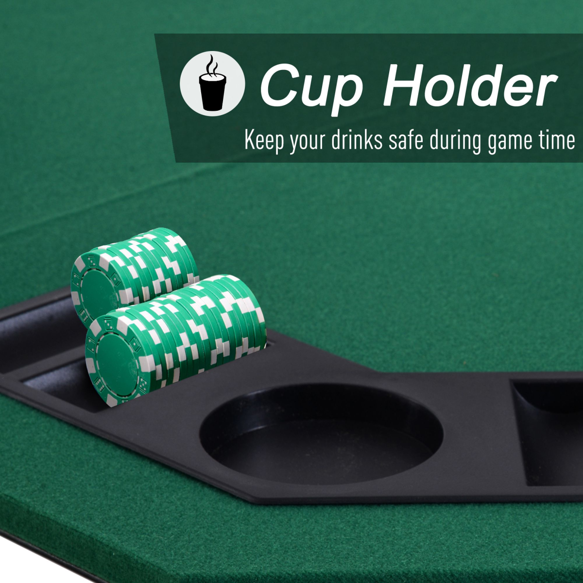 HOMCOM Foldable Poker Table Top for 8 Players, 1.2m with Chip Trays – Blackjack Topper with Carry Bag