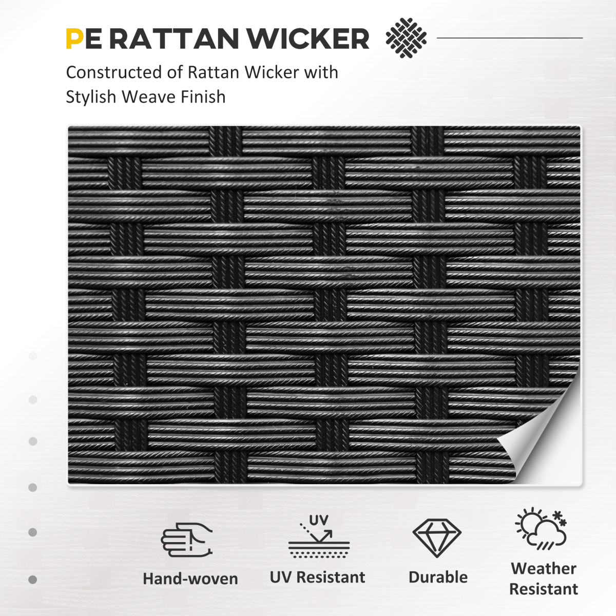 Outsunny Black Rattan Sofa rattan weave close-up