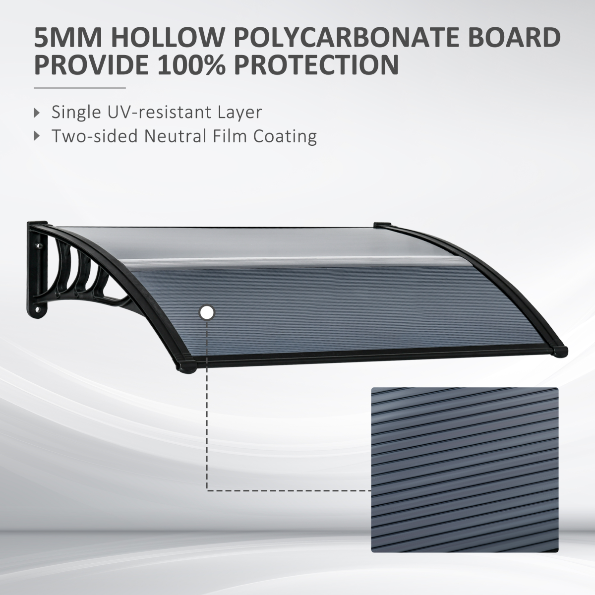 Outsunny Door Canopy Awning with Weather-Resistant Cover – Window Rain Shelter, 100 x 75cm