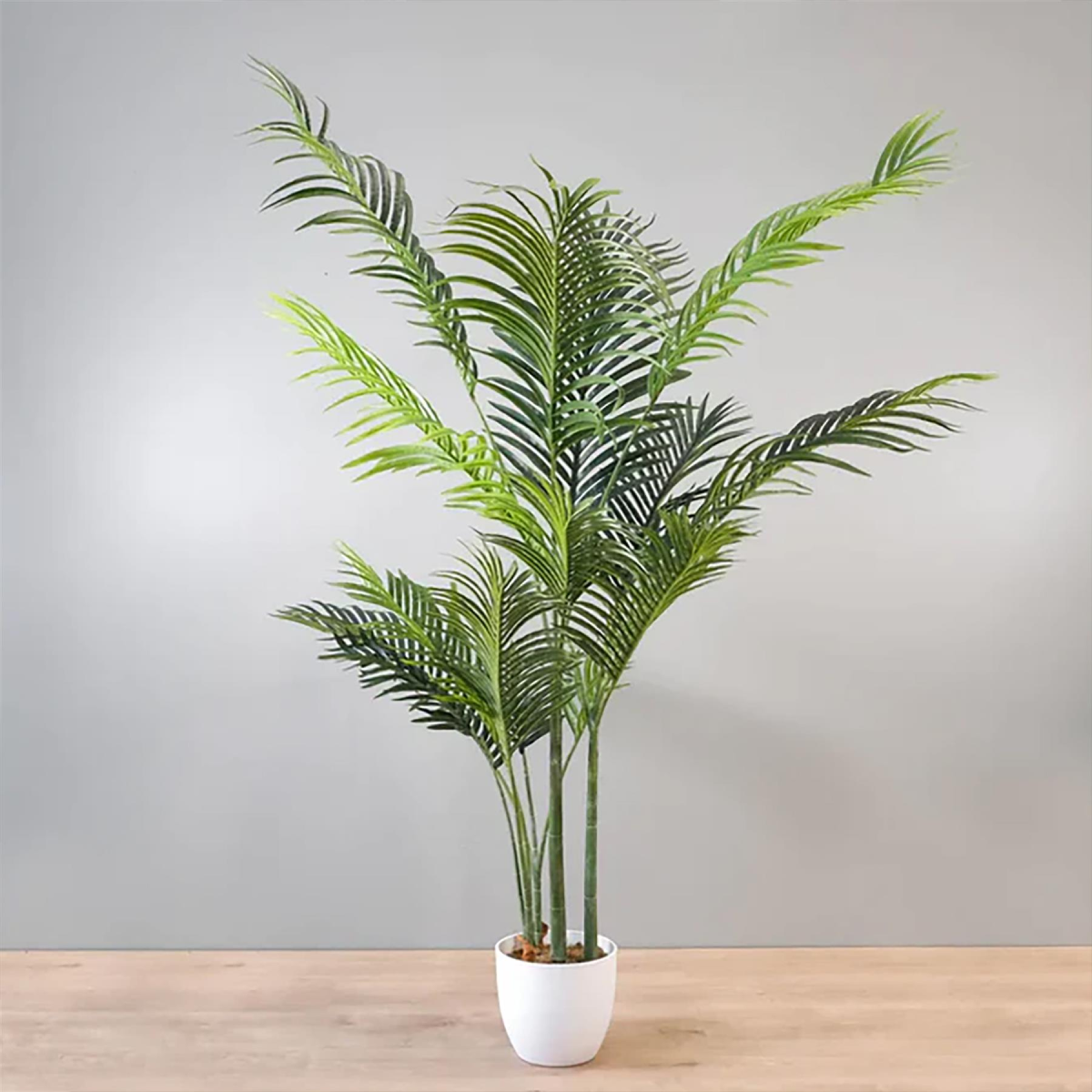 Artificial Palm Tree with 15 Leaves in White Pot, 160cm – Tall Tropical Greenery for Home & Office