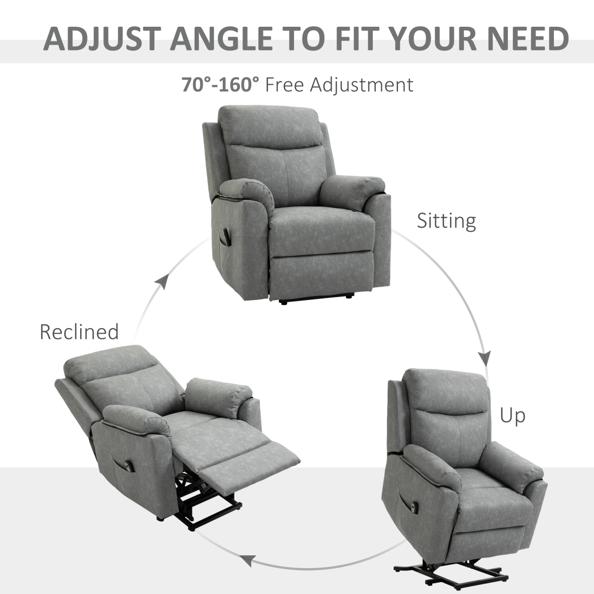 HOMCOM Electric Riser Recliner Power Lift Chair with Remote Control & Padded Seat – Supportive Armchair, Grey