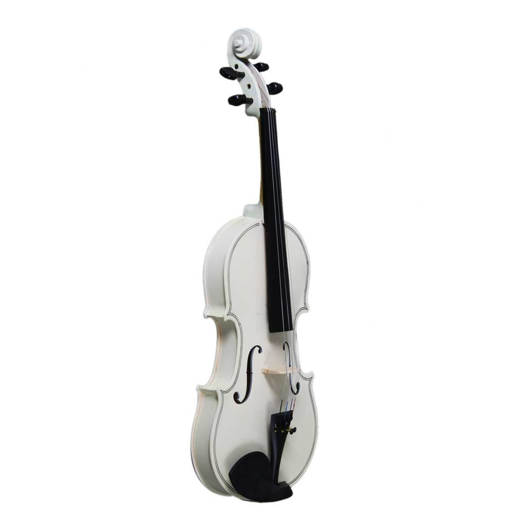 4/4 Full Size Acoustic Violin Set with Case, Bow & Rosin – Basswood Violin Outfit for Adult Learners, White