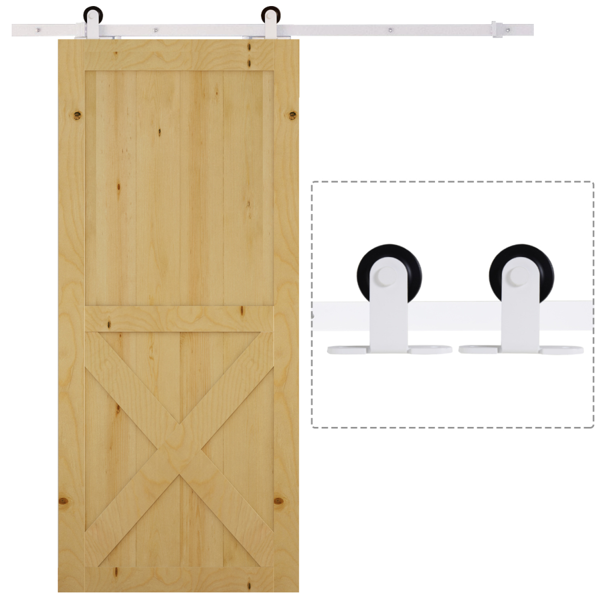 HOMCOM 6ft Modern Carbon Steel Sliding Barn Door Track Kit – Space-Saving Door Hardware, White