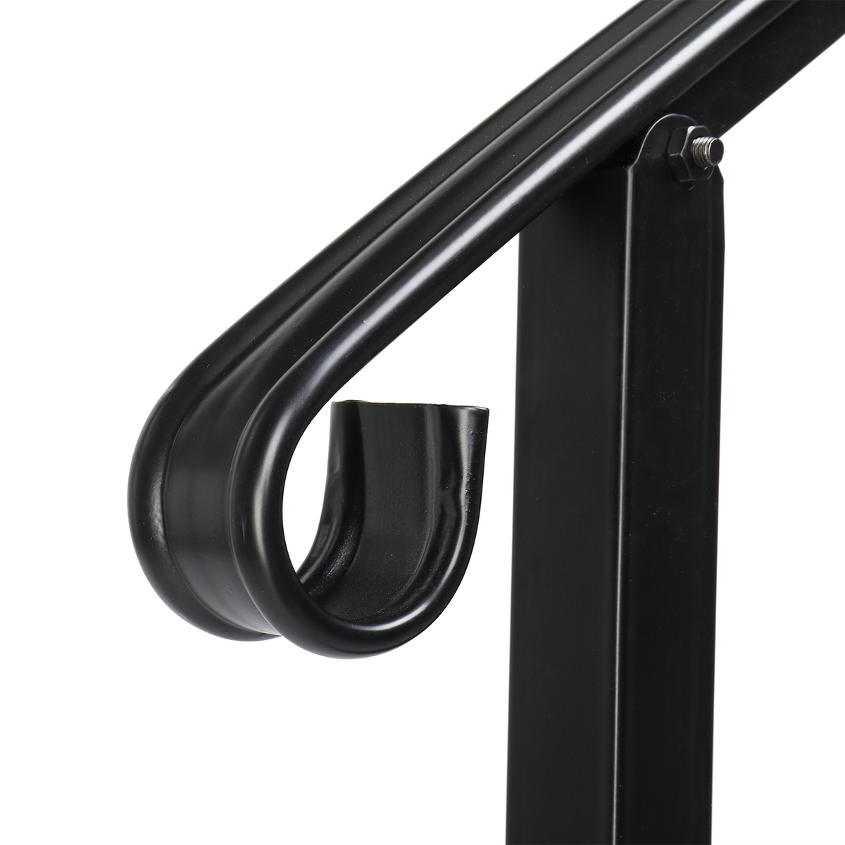 Artisasset Matte Black Outdoor Iron Handrail for 1 Step – Galvanised Iron Garden Step Rail with Install Kit