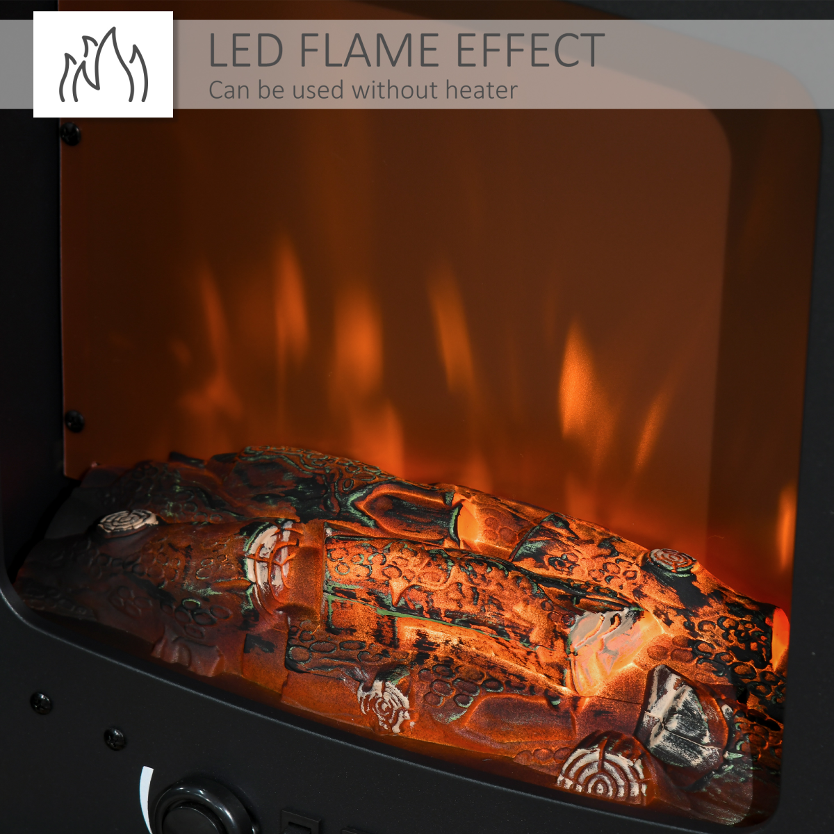 HOMCOM Freestanding Electric Fireplace Stove with Flame Effect, 900W/1800W – Glass Front, Overheat Protection