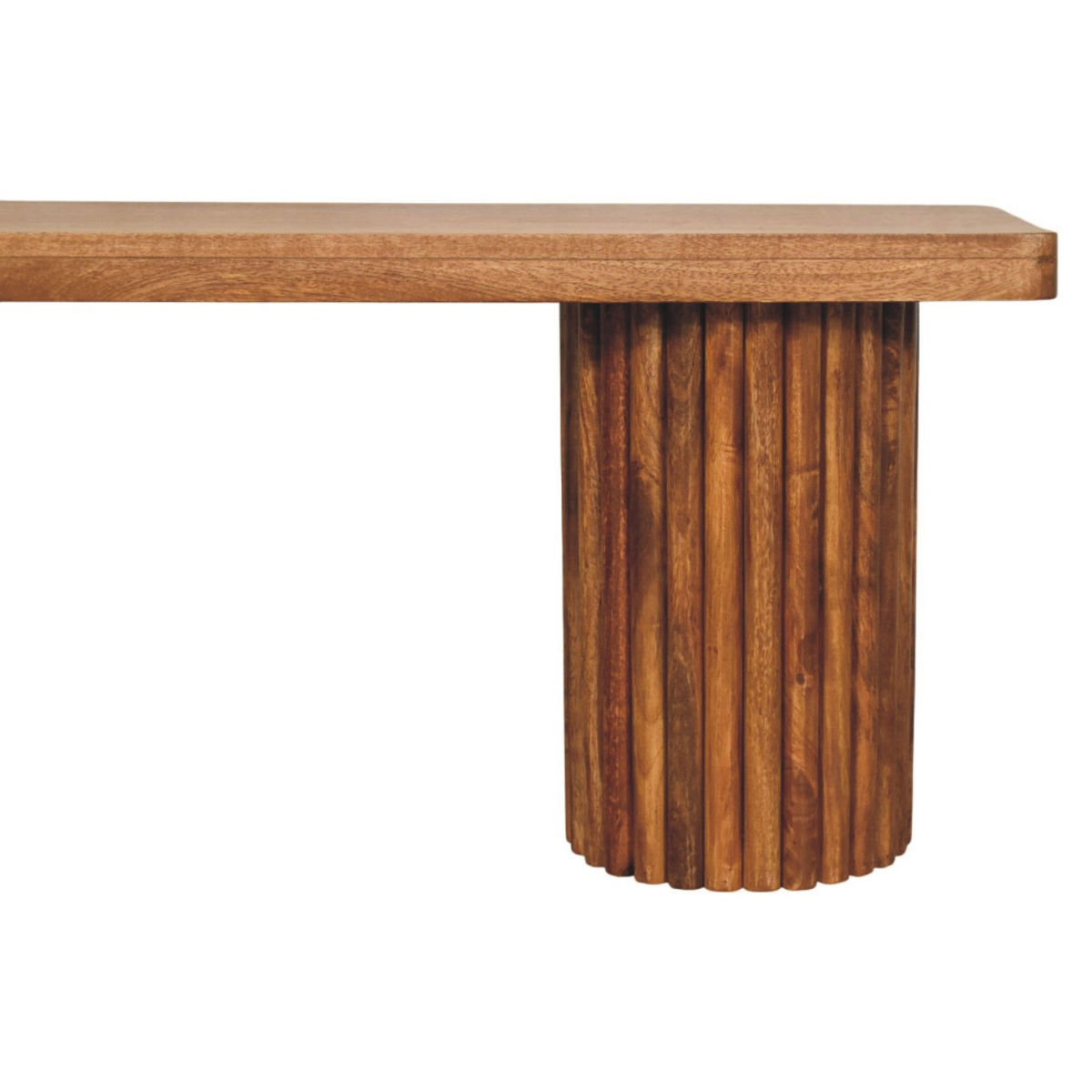 Artisan Furniture Astoria Fluted Solid Mango Wood Bench – Entryway & Dining Seating, Brown
