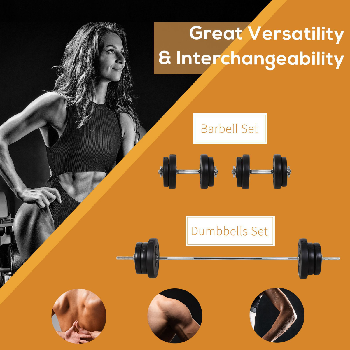 HOMCOM 65kg Adjustable Dumbbell and Barbell Set with Weight Plates – Home Gym Strength Training, Black