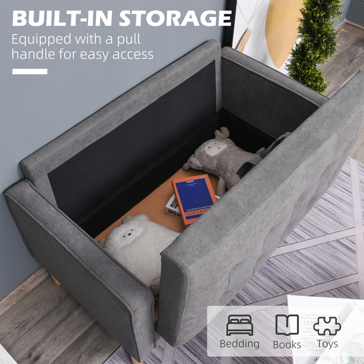 HOMCOM Grey Loveseat Sofa button-tufted backrest detail