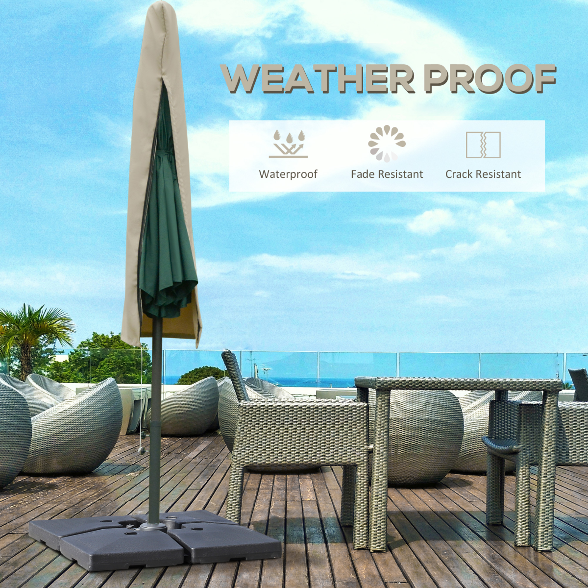Outsunny Cantilever Parasol Cover with Zip & Drawstring – Weatherproof Oxford Garden Umbrella Protector