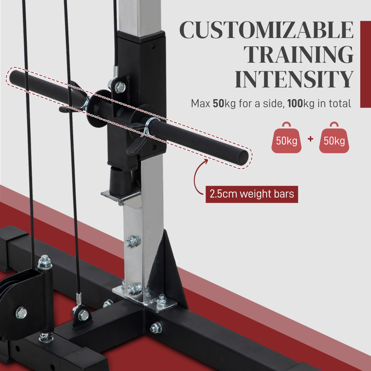 SPORTNOW Cable Crossover Machine with Pulley System & Four Handles – Full Body Strength Training, Black