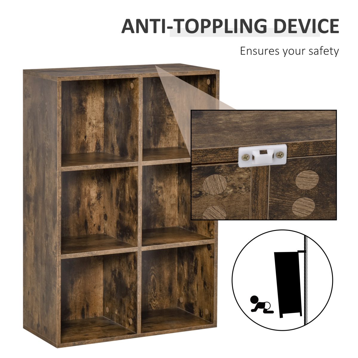 6-Cube Bookcase Storage & Display Shelves – Open Cubes for Baskets, Study, Home or Office