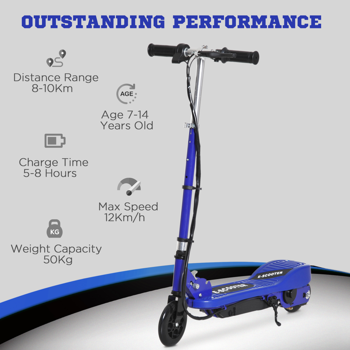 HOMCOM Folding Kids Electric Scooter with Adjustable Height & PU Wheels – Battery Powered, Ages 7-14