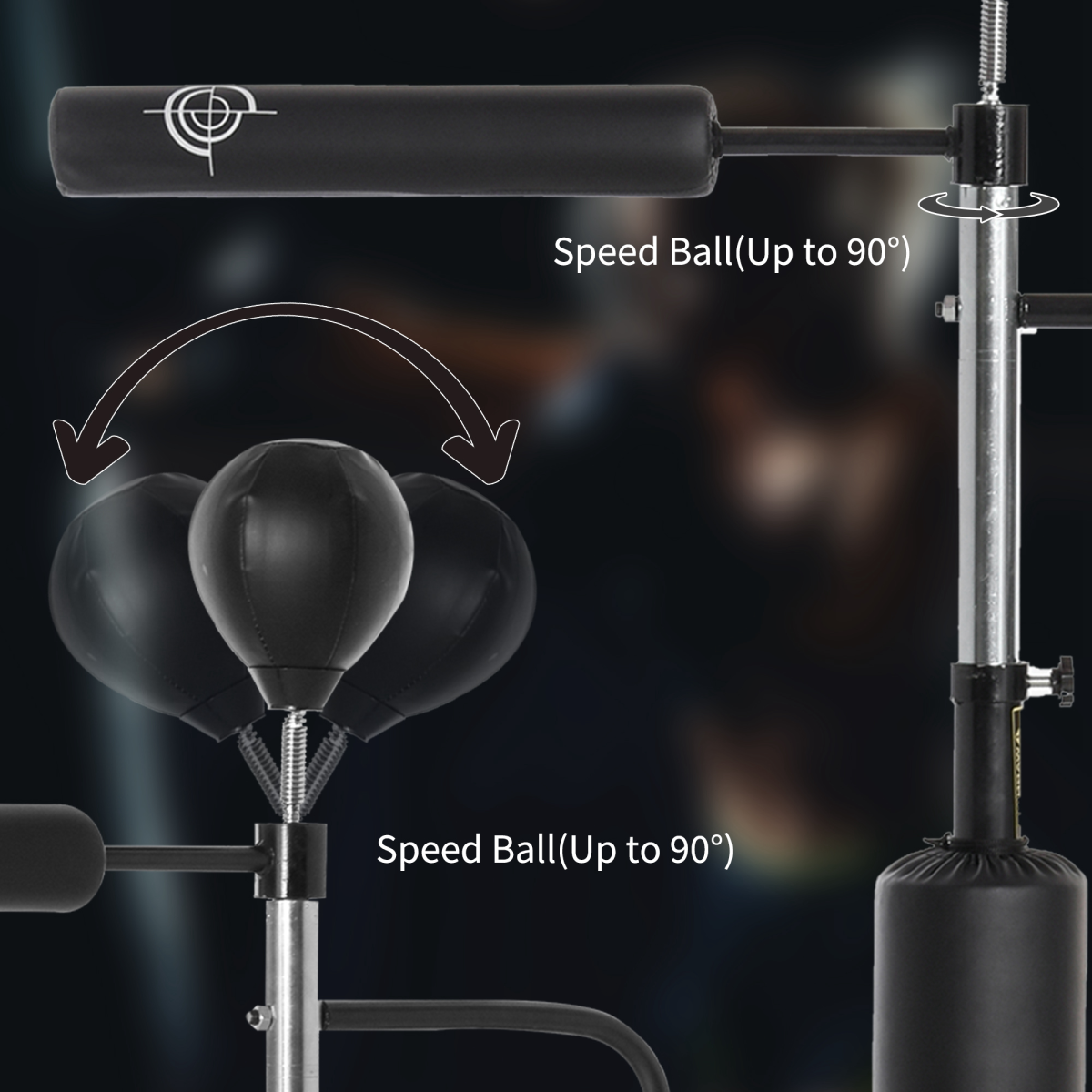 4-in-1 Freestanding Boxing Punch Bag with Speedballs & 360° Reflex Bar – Height Adjustable Stand, Black