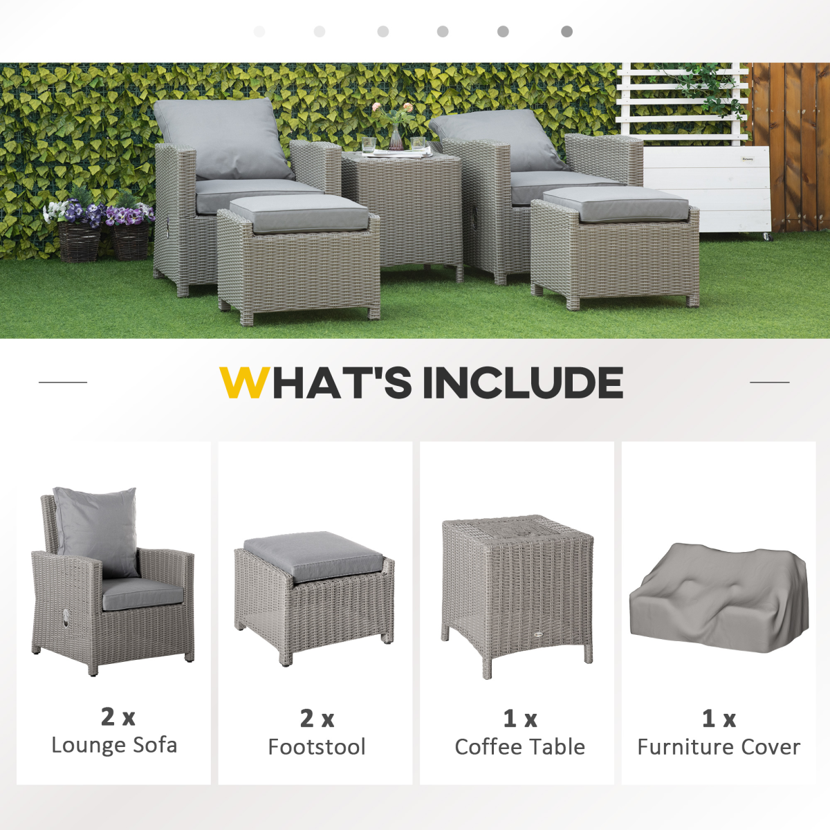 Outsunny 2-Seater Outdoor PE Rattan Patio Set with Cooler Coffee Table, 5-Piece with Cover – Garden Furniture