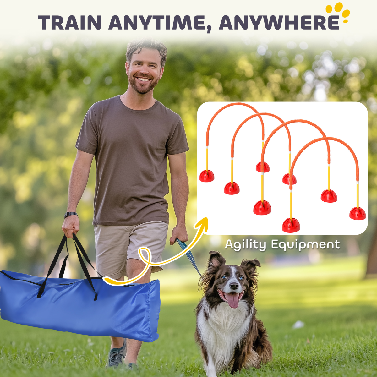 PawHut 4 Piece Dog Agility Doors with Adjustable Width, Fillable Bases & Carry Bag – Training Equipment, Orange