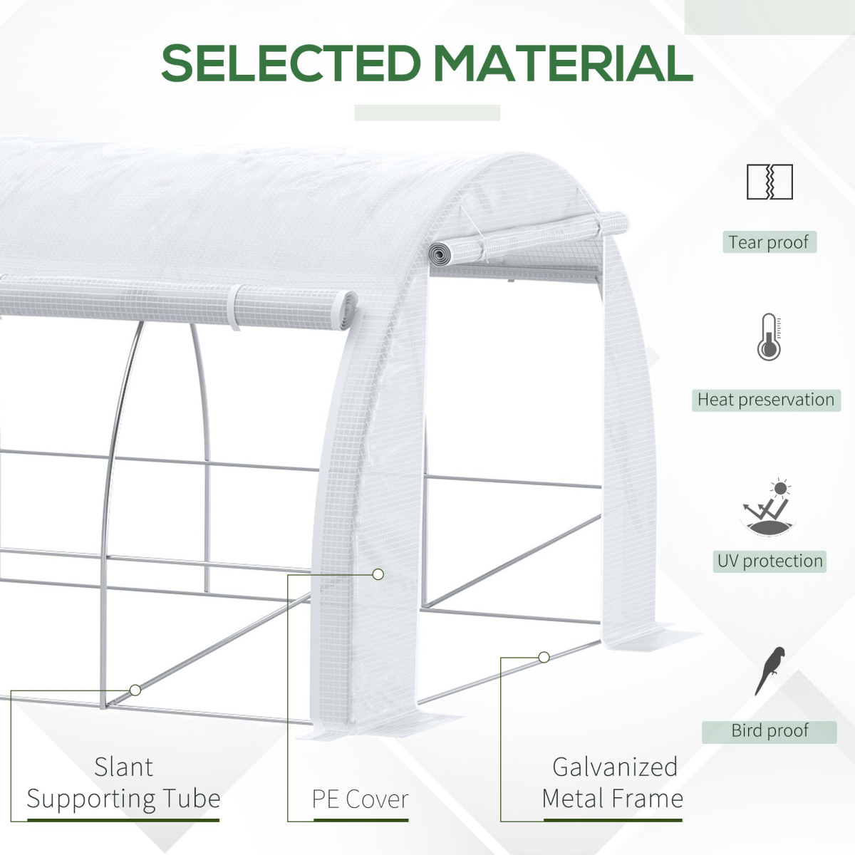 Outsunny 6 x 3 x 2m Walk-In Polytunnel Greenhouse with Galvanised Steel Frame and Roll-Up Windows