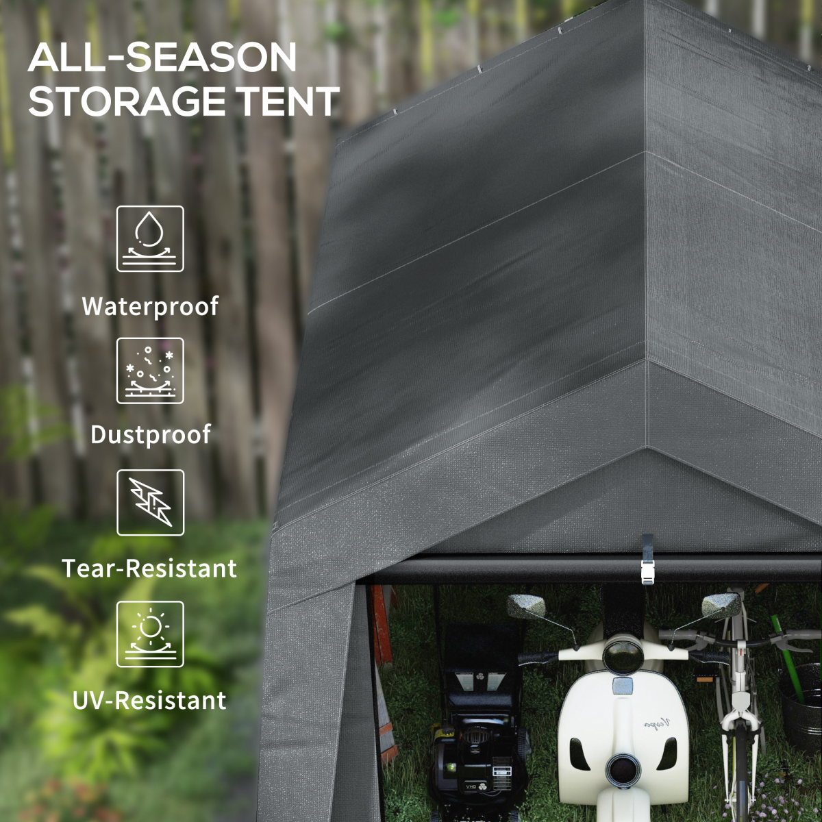 Outsunny 3x3m Heavy Duty Garden Storage Shed with PE Panels & Galvanised Steel Frame – Waterproof, Dark Grey