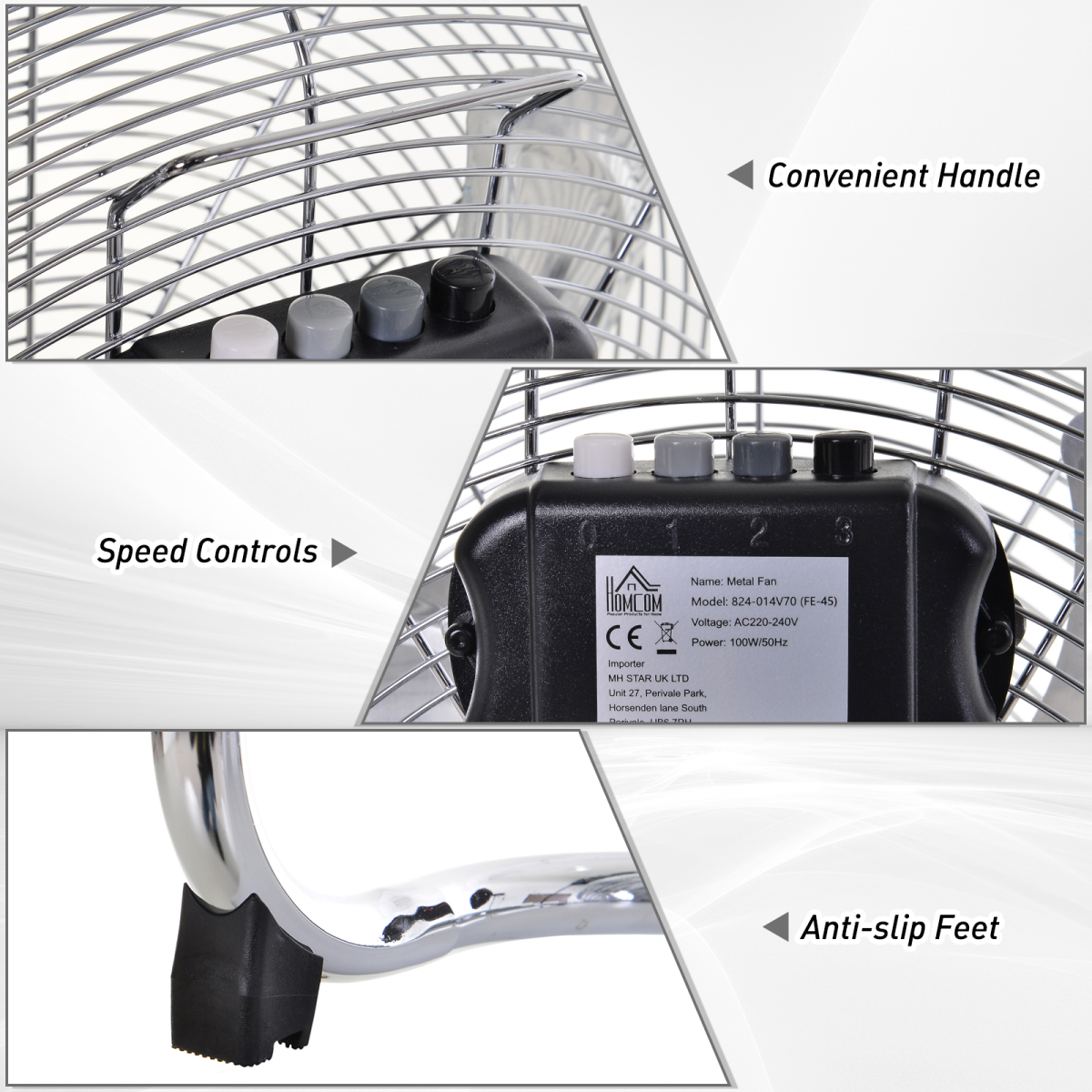 HOMCOM 55cm 100W Oscillating Tower Fan with 3 Speeds – Compact Desk Cooling for Home Offices