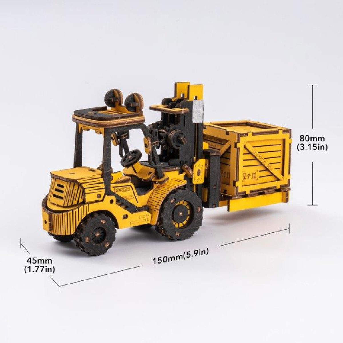 ROBOTIME ROKR Forklift 3D Wooden Puzzle Building Kit, 139 Pieces – Educational Model Toy for Ages 8+