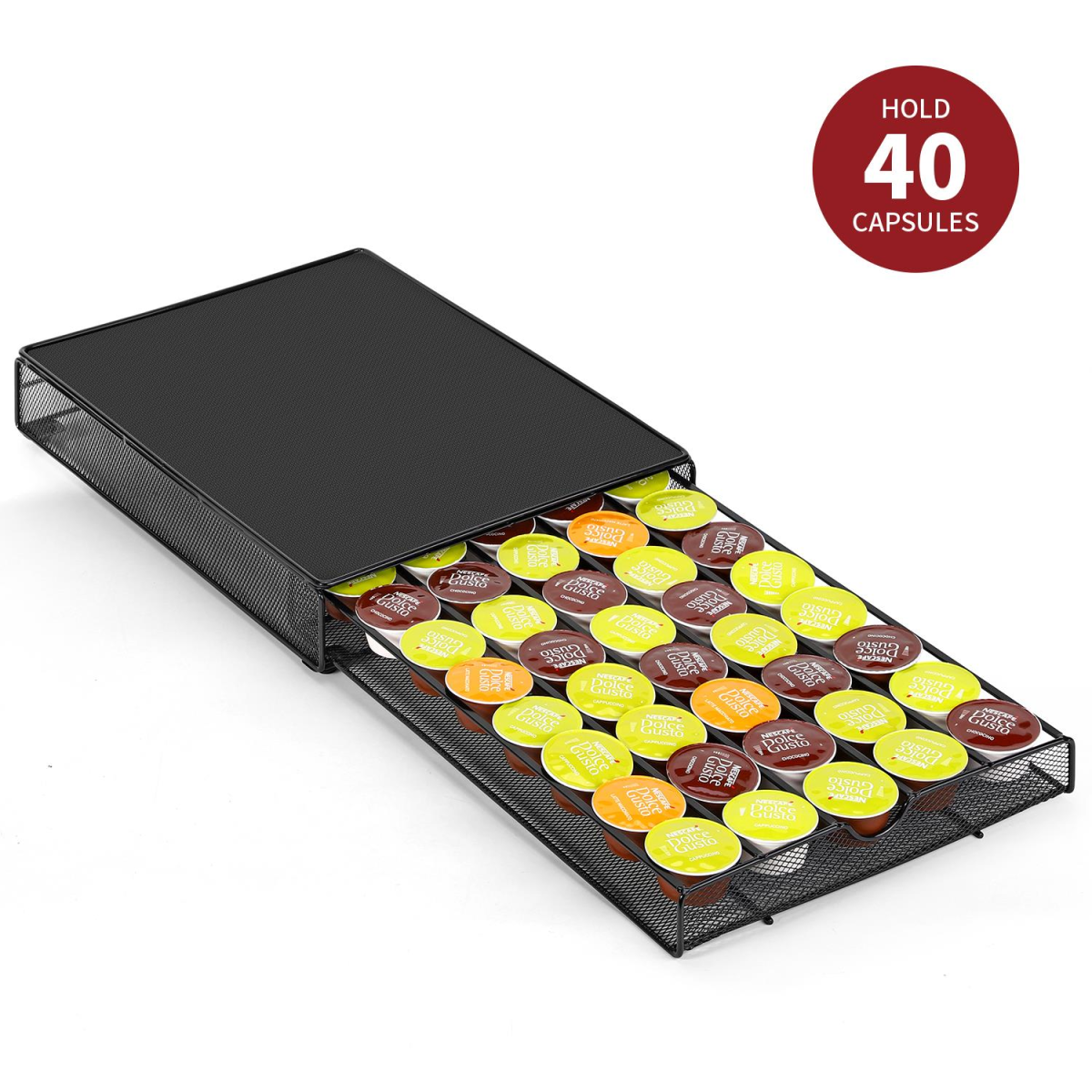 Vinsani Sliding Coffee Pod Storage Drawer – Holds Dolce Gusto Capsules, Space-Saving Countertop Organiser