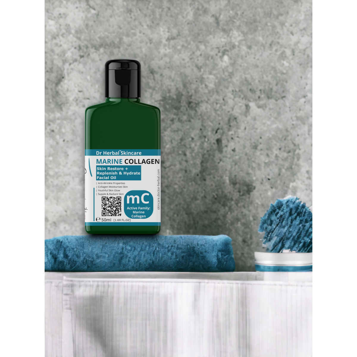 DR HERBAL Facial Oil 50ml with Marine Collagen, Sea Kelp and Almond Esters – Nourishing Skincare