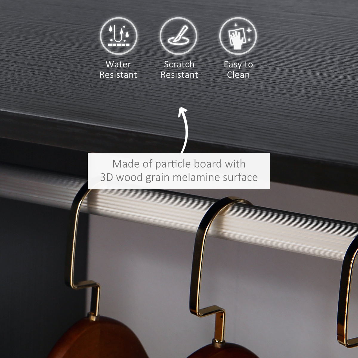 HOMCOM Black Open Wardrobe Clothes Rail with Shelves – Modern Hanging Storage