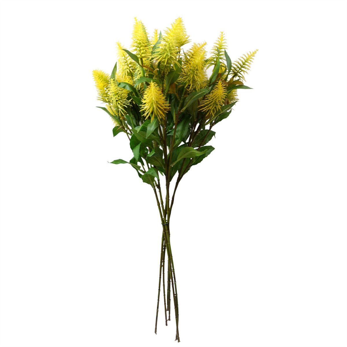 Leaf 55cm Artificial Callistemon Pallidus Bottle Brush Stem with Silk Leaves – Yellow