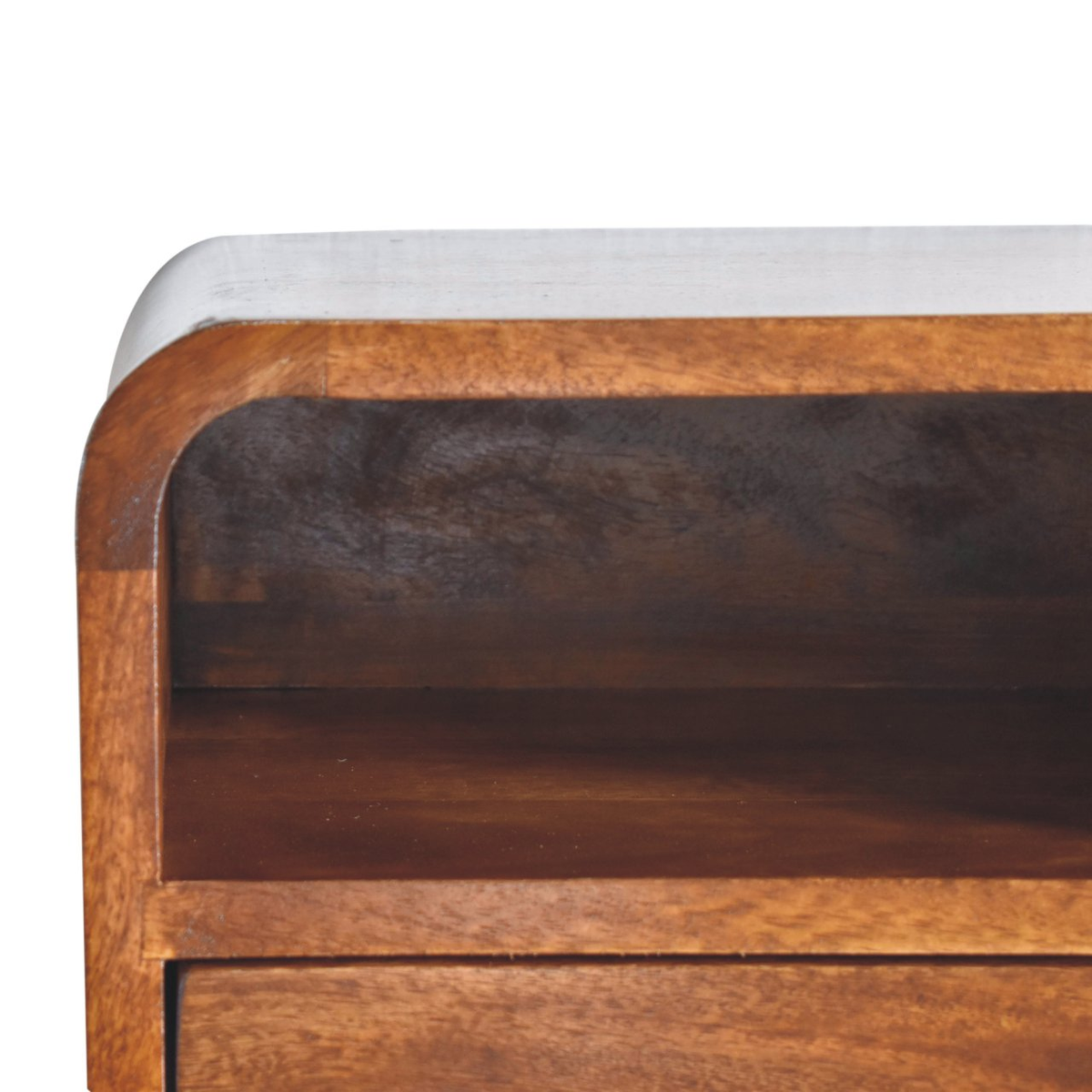 Artisan Furniture Extra Mini Wall-Mounted Bedside Table with 1 Drawer & Open Shelf, Solid Mango Wood – Dark Brown