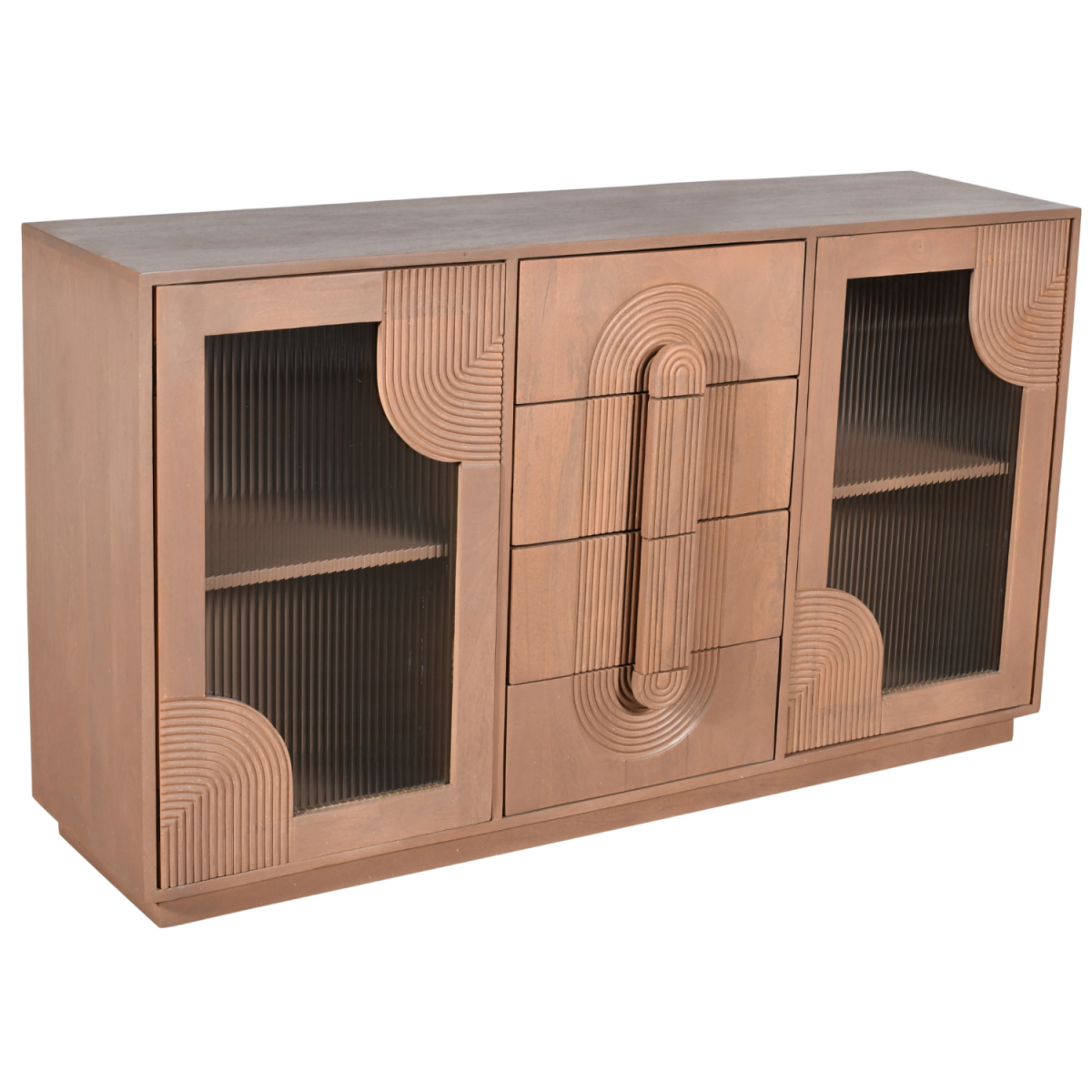 Indus Solid Wood Extra Large Sideboard with Wide Display Top – Artistic Statement Storage Furniture
