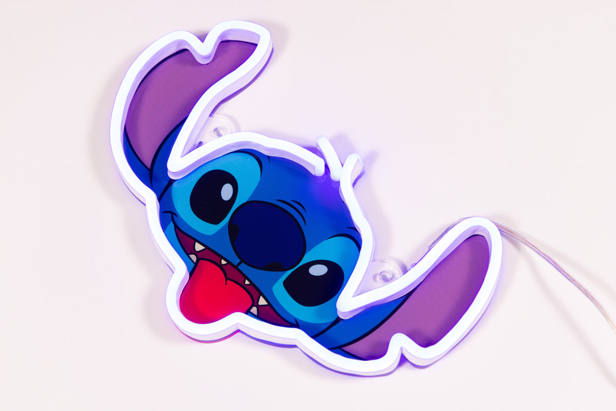 YELLOWPOP Disney Stitch Face LED Neon Sign – USB-Powered Licensed Wall Light for Bedroom or Study