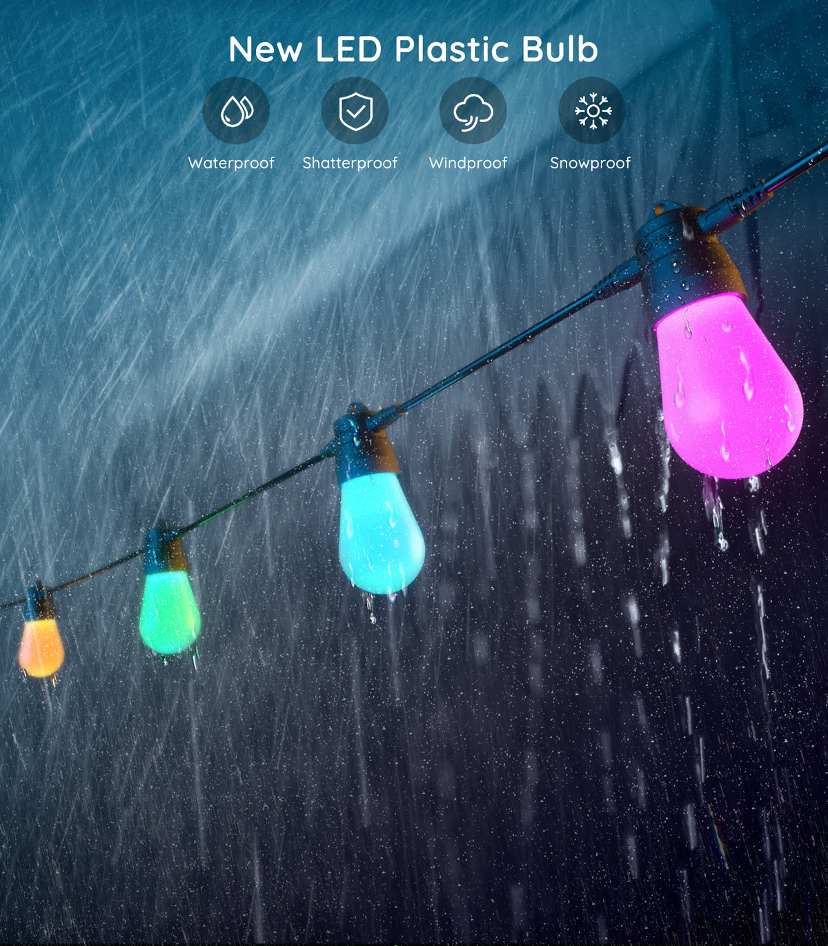 Govee RGBIC Smart Outdoor Lights 15m – Colour Changing, Dimmable, App & Voice Control, Weather Resistant