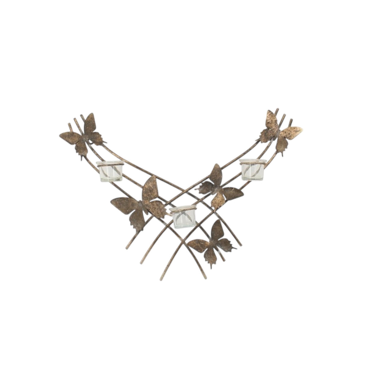 Gold Butterfly Wall-Mounted Candle Holder – Metal Wall Decor, 9cm