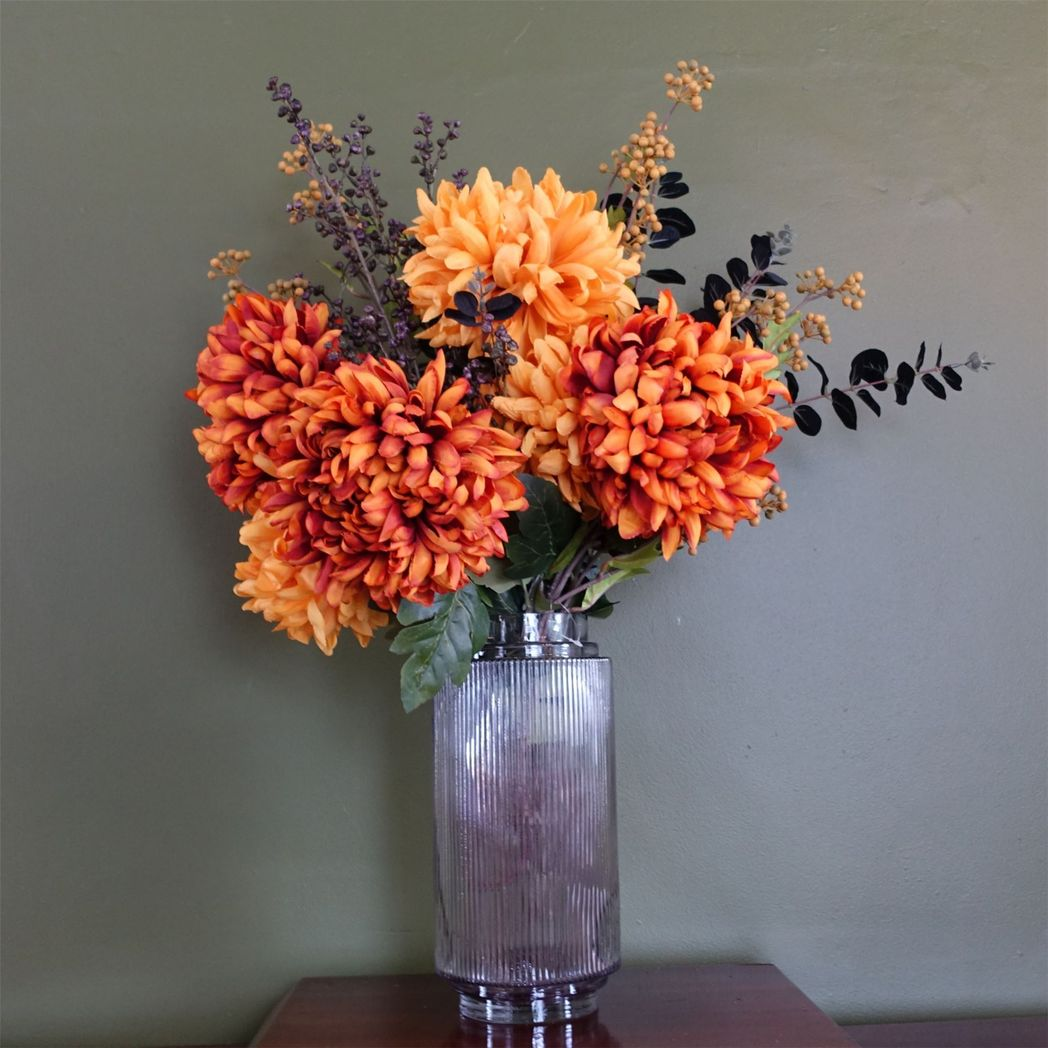 31cm Clear Ridged Glass Vase – Decorative Home Accent, Clear