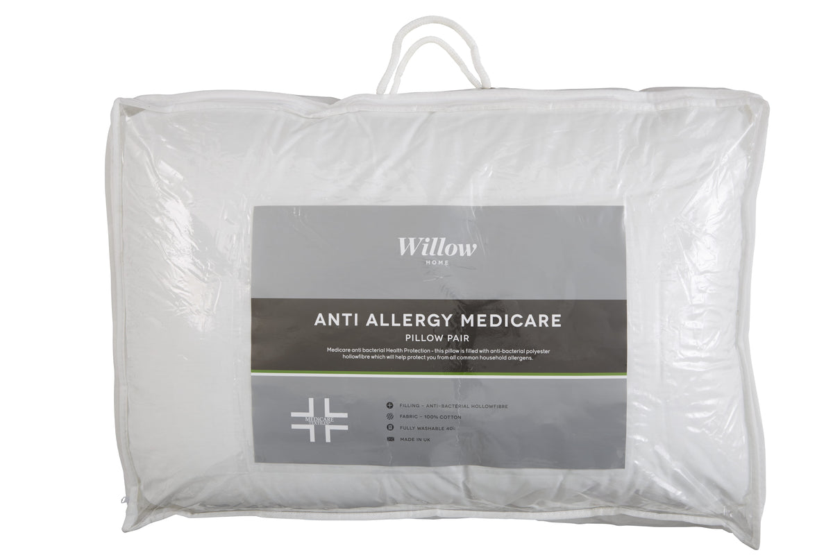 Harwoods Medicare Pillow Pair with Anti-Allergenic Hollowfibre Filling & Cotton Case
