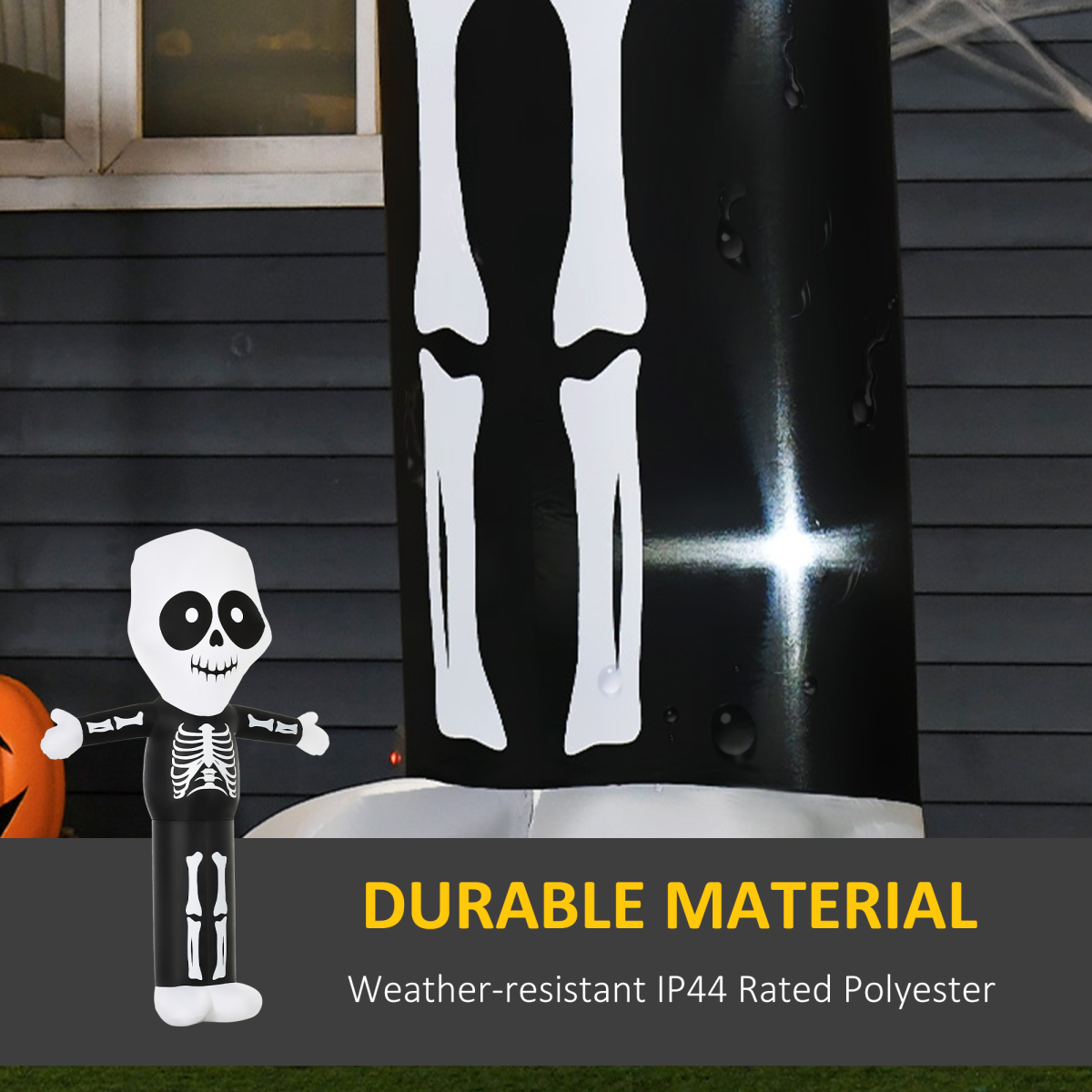 HOMCOM 3m Inflatable Halloween Skeleton Ghost with LED Lights – Indoor and Outdoor Decoration
